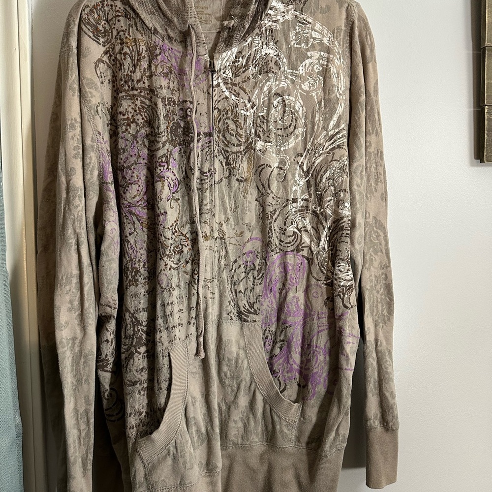 Womens Brown Patterned Sweater